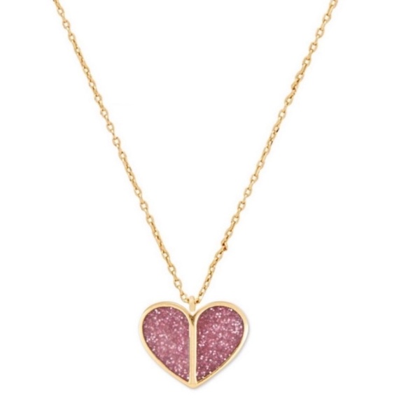 KATE SPADE • Heritage Heart Pink Glitter Necklace - Picture 1 of 4